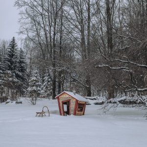 Zahrada v zimě spí