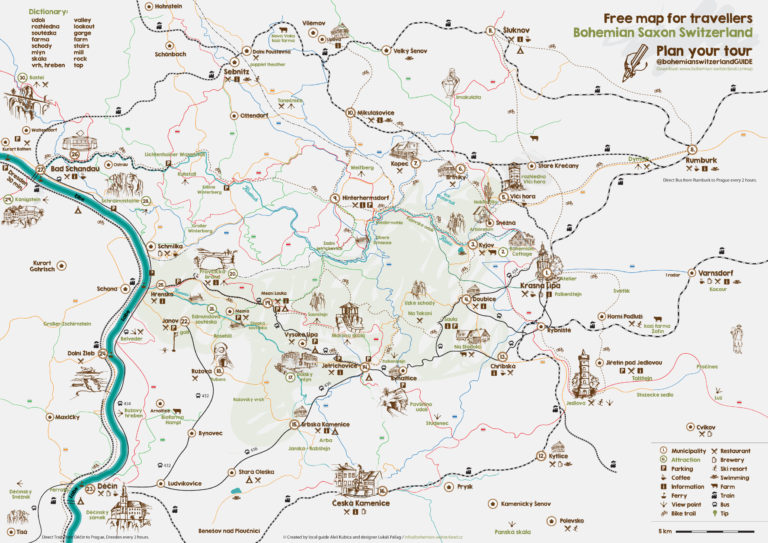 Freie Karte des Nationalparks Böhmische Schweiz und Umgebung